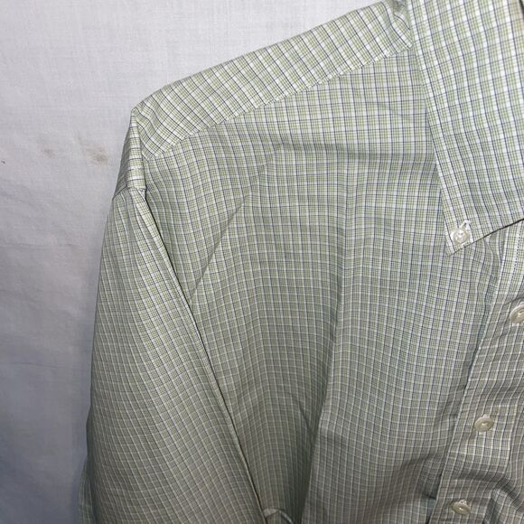Brooks Brothers 346 Men’s Dress Shirt Size Medium Green Striped Business Formal - Picture 4 of 12